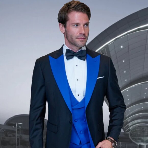 Mens Royal Blue Tuxedo - Men's Designer Vested Velvet Wedding & Prom Royal Blue Tuxedo main image 1